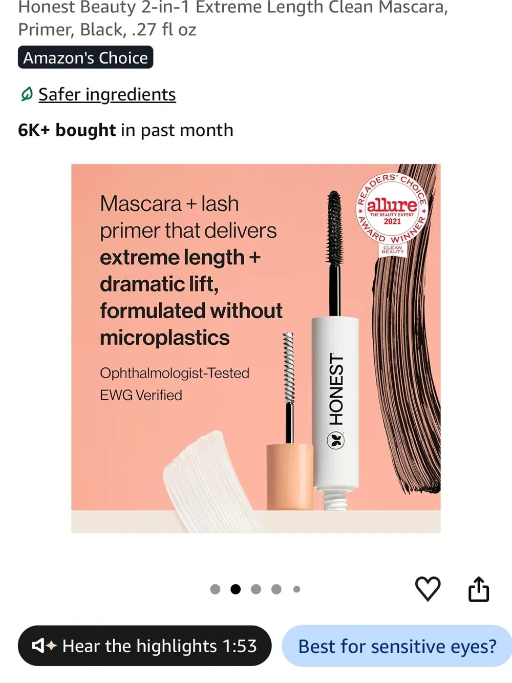 The Honest Company 2-in-1 Extreme Length Mascara + Primer — Black